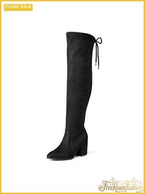 Women's Thigh High Over the Knee Stretch Block Heel Pointed Toe Long Boots